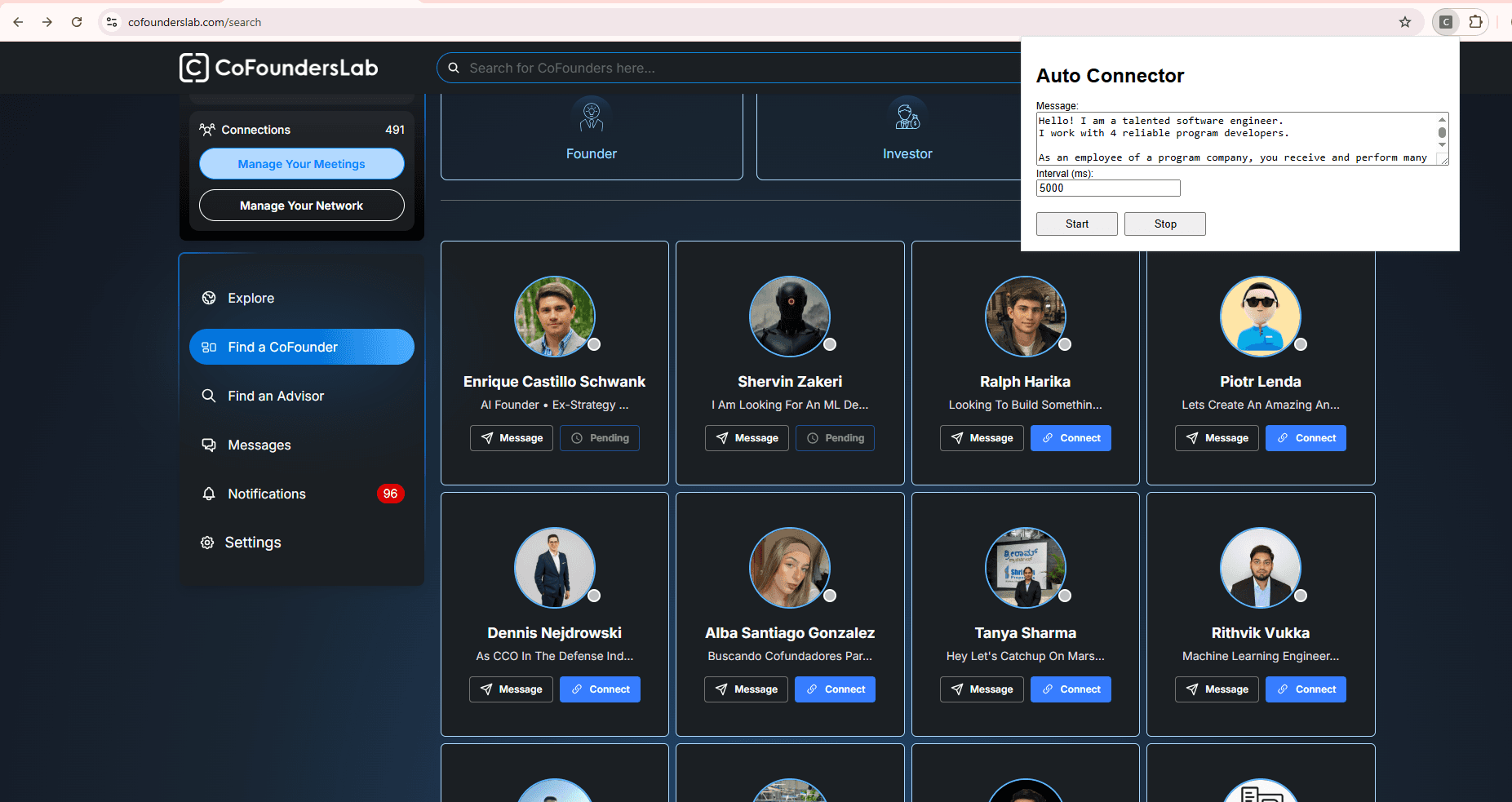 Cofounderlab Connect Request Automation